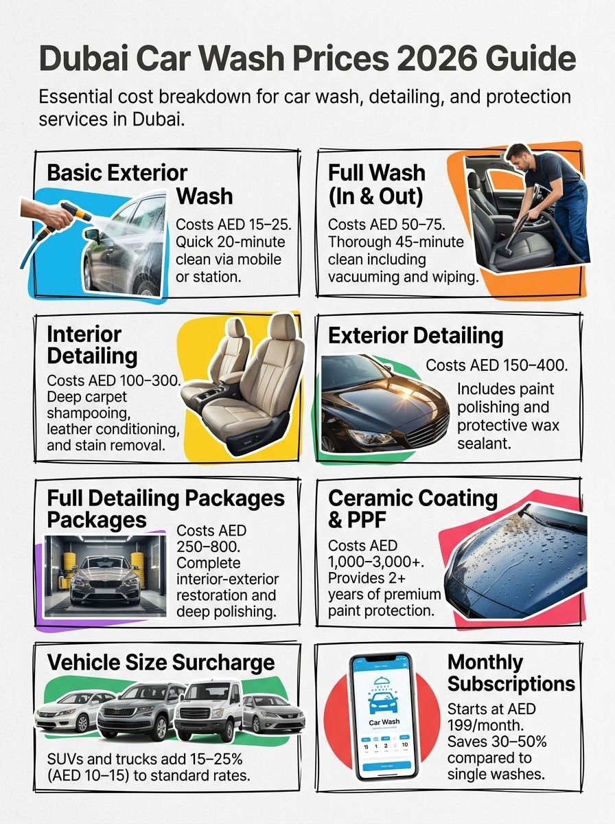 Car Wash Prices in Dubai: What to Expect in 2026 Car Wash Prices in Dubai: What to Expect in 2026